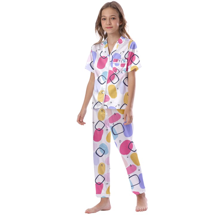 Watercolor circles. Abstract watercolor Kids  Satin Short Sleeve Pajamas Set