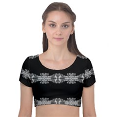 Gfghfyj Velvet Short Sleeve Crop Top 