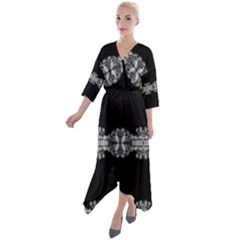 Gfghfyj Quarter Sleeve Wrap Front Maxi Dress