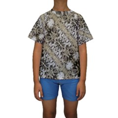 Vintage Ornate Interlace Pattern Kids  Short Sleeve Swimwear by dflcprintsclothing