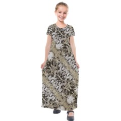 Vintage Ornate Interlace Pattern Kids  Short Sleeve Maxi Dress