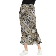 Vintage Ornate Interlace Pattern Maxi Fishtail Chiffon Skirt