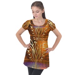 Pheonix Rising Puff Sleeve Tunic Top by icarusismartdesigns