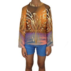 Pheonix Rising Kids  Long Sleeve Swimwear by icarusismartdesigns