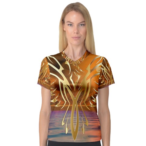 Pheonix Rising V-neck Sport Mesh Tee by icarusismartdesigns