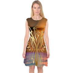 Pheonix Rising Capsleeve Midi Dress by icarusismartdesigns