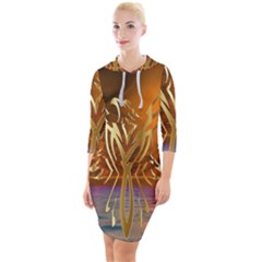 Pheonix Rising Quarter Sleeve Hood Bodycon Dress by icarusismartdesigns