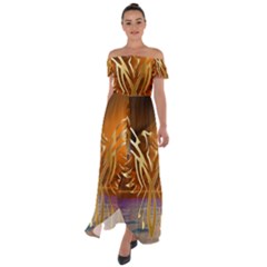 Pheonix Rising Off Shoulder Open Front Chiffon Dress by icarusismartdesigns