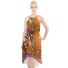 Pheonix Rising High-low Halter Chiffon Dress  by icarusismartdesigns