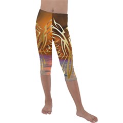 Pheonix Rising Kids  Lightweight Velour Capri Leggings  by icarusismartdesigns