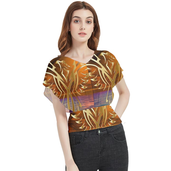 Pheonix Rising Butterfly Chiffon Blouse