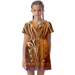 Pheonix Rising Kids  Asymmetric Collar Dress by icarusismartdesigns