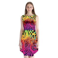 Abstract Jungle Sleeveless Chiffon Dress  