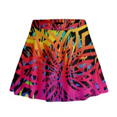 Abstract Jungle Mini Flare Skirt