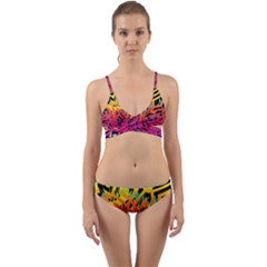 Abstract Jungle Wrap Around Bikini Set