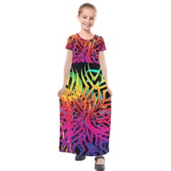 Abstract Jungle Kids  Short Sleeve Maxi Dress by icarusismartdesigns