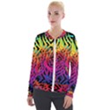 Abstract Jungle Velvet Zip Up Jacket View1