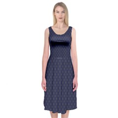 Motif Abstrait Bleu Fonce Midi Sleeveless Dress by kcreatif