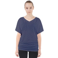 Motif Abstrait Bleu Fonce V-neck Dolman Drape Top by kcreatif