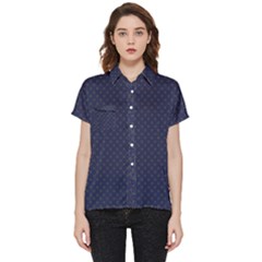 Motif Abstrait Bleu Fonce Short Sleeve Pocket Shirt