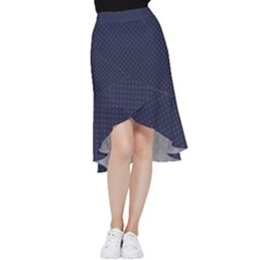 Motif Abstrait Bleu Fonce Frill Hi Low Chiffon Skirt