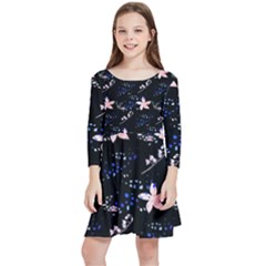 Sparkle Floral Kids  Quarter Sleeve Skater Dress by Sparkle