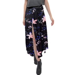 Sparkle Floral Velour Split Maxi Skirt