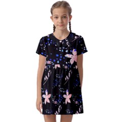 Sparkle Floral Kids  Asymmetric Collar Dress