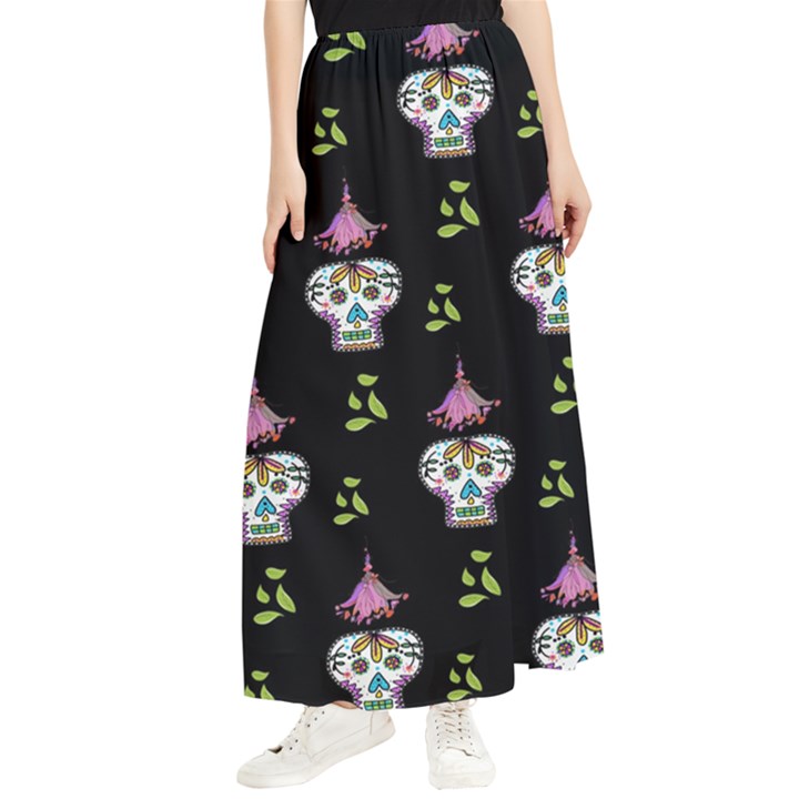 Skull Pattern Maxi Chiffon Skirt