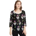 Skull Pattern Chiffon Quarter Sleeve Blouse View1