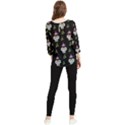 Skull Pattern Chiffon Quarter Sleeve Blouse View2