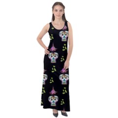 Skull Pattern Sleeveless Velour Maxi Dress by Sparkle