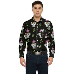 Skull Pattern Men s Long Sleeve Pocket Shirt  by Sparkle