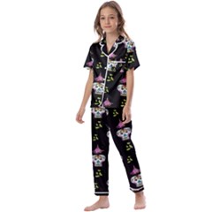 Skull Pattern Kids  Satin Short Sleeve Pajamas Set