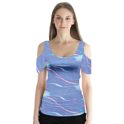 Jelly Fish Butterfly Sleeve Cutout Tee  by Sparkle