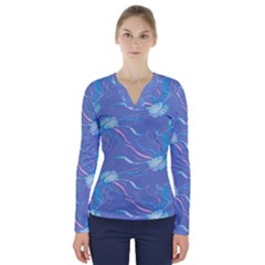 Jelly Fish V-neck Long Sleeve Top by Sparkle