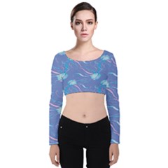 Jelly Fish Velvet Long Sleeve Crop Top by Sparkle