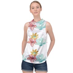 Floral Nature High Neck Satin Top by Sparkle