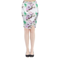 Floral Art Midi Wrap Pencil Skirt