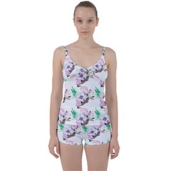 Floral Art Tie Front Two Piece Tankini