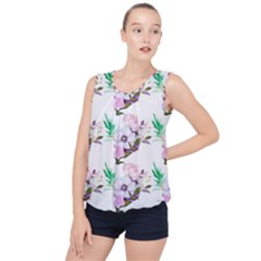 Floral Art Bubble Hem Chiffon Tank Top