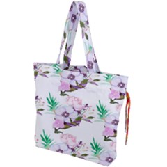 Floral Art Drawstring Tote Bag