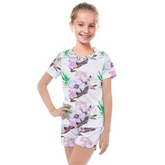 Floral Art Kids  Mesh Tee And Shorts Set