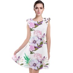 Floral Art Tie Up Tunic Dress