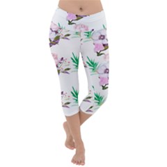 Floral Art Lightweight Velour Capri Yoga Leggings