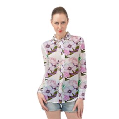 Floral Art Long Sleeve Chiffon Shirt