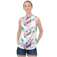 Floral Art High Neck Satin Top by Sparkle