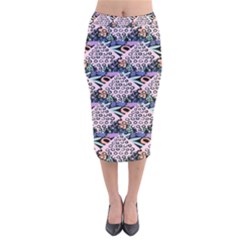 Diamond Spots Velvet Midi Pencil Skirt