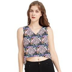 Diamond Spots V-neck Cropped Tank Top