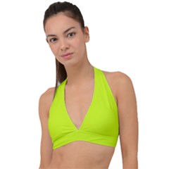 Arctic Lime Halter Plunge Bikini Top by FabChoice